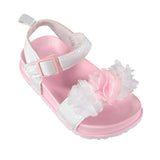 First Steps By Stepping Stones Baby Girls and Toddler Girls Flower Patent Slides Sandals