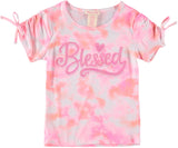 Colette Lilly Girls 7-16 Blessed Sequin Sleeve Cinch Top with Hair Scrunchie