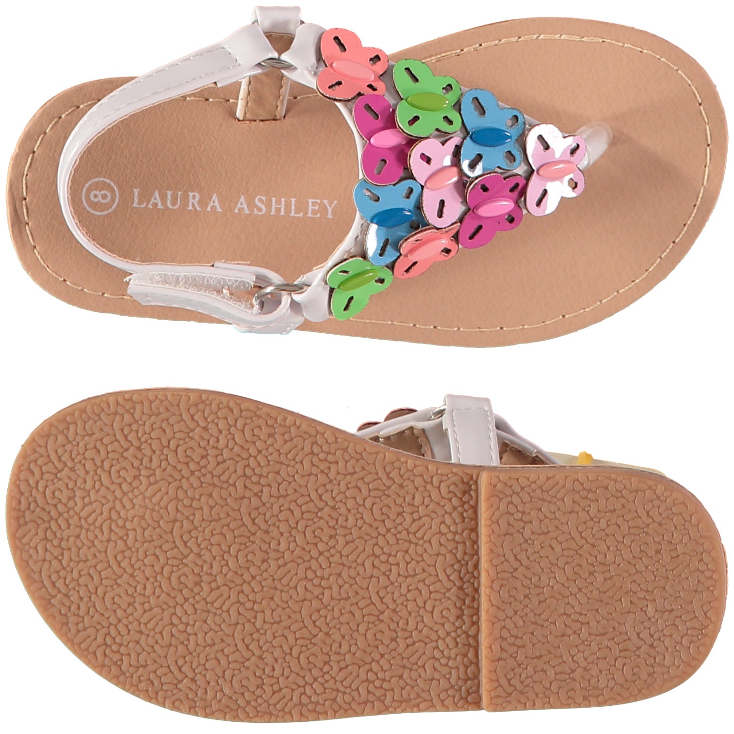 Laura Ashley Toddler Girls Sizes 5-10 Butterfly Strap Sandal with Hook and Loop Closure