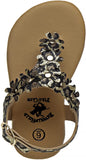Beverly Hills Polo Club Girls Shoe Size 11-4 Flower Thong Sandal