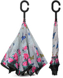 Rain Pro Reverse Folding Inverted Umbrella Windproof UV Protection with C-Shaped Handle