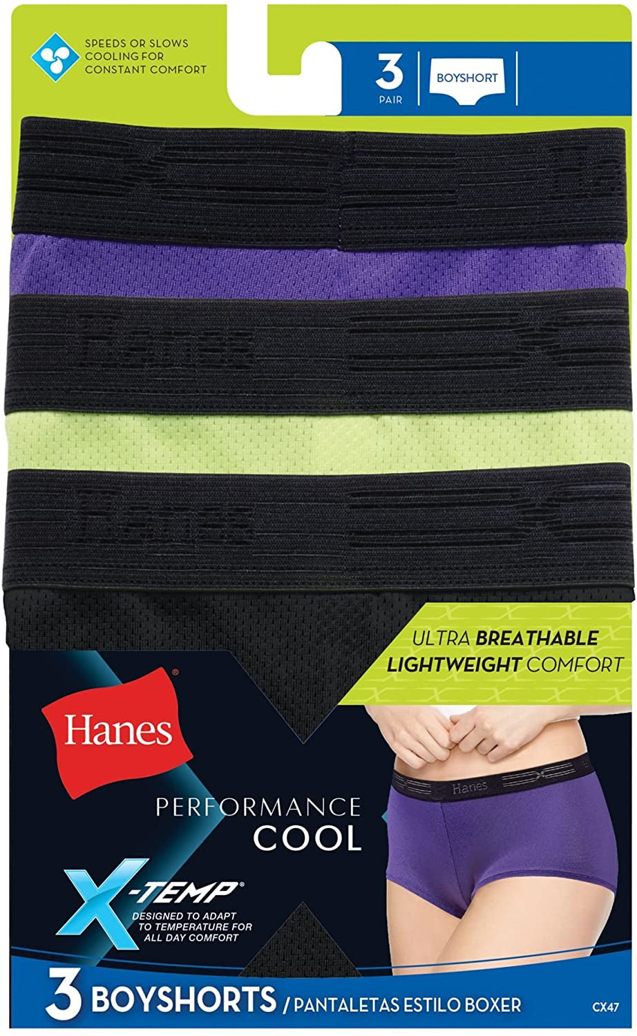 Hanes Womens Performance Cool X-Temp 3-Pack Boyshorts – S&D Kids