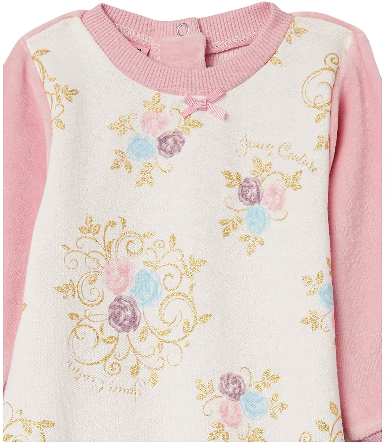 Juicy Couture Girls Floral Scroll Knit to Velour Coverall