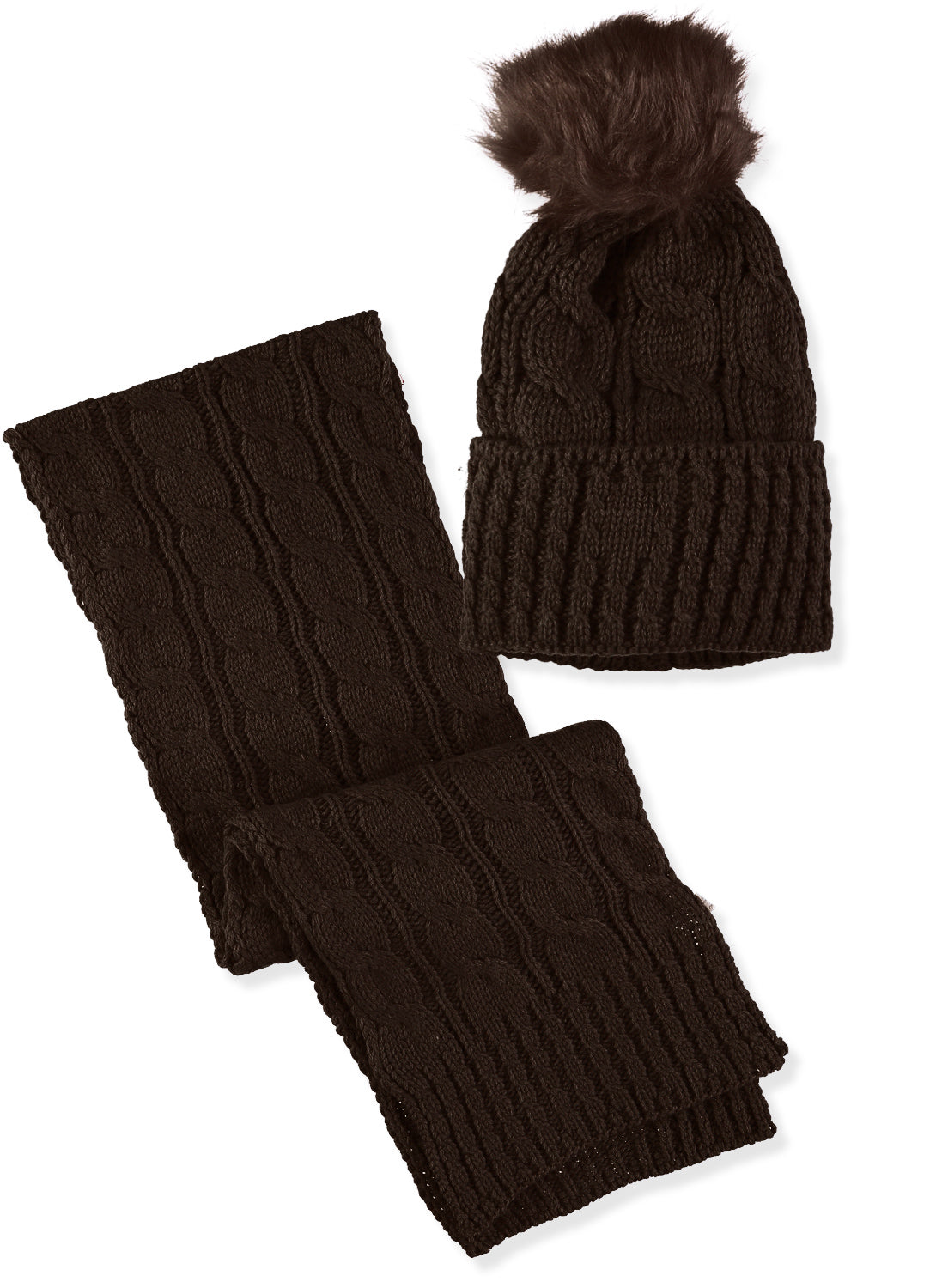 Connex Gear Womens Cable Knit Hat and Scarf 2-Piece Set