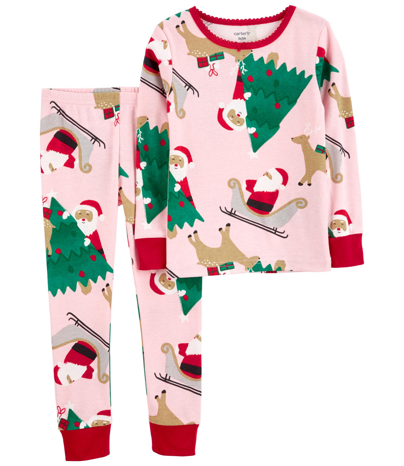 Carters Girls 0-24 Months 2-Piece Christmas 100% Snug Fit Cotton PJ Set