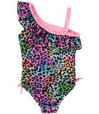 Limited Too Cheetah Print One Piece Swimsuit with Ruffle Trim