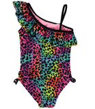Limited Too Cheetah Print One Piece Swimsuit with Ruffle Trim