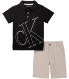 Calvin Klein Boys 2T-4T Polo Short Set