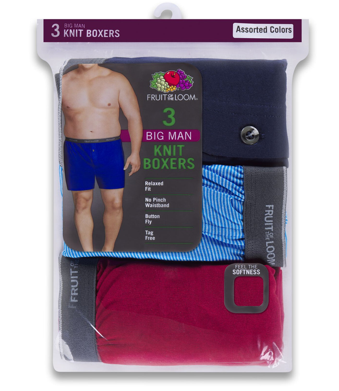 Fruit of the Loom Mens Big Man 3 Pack Knit Underwear