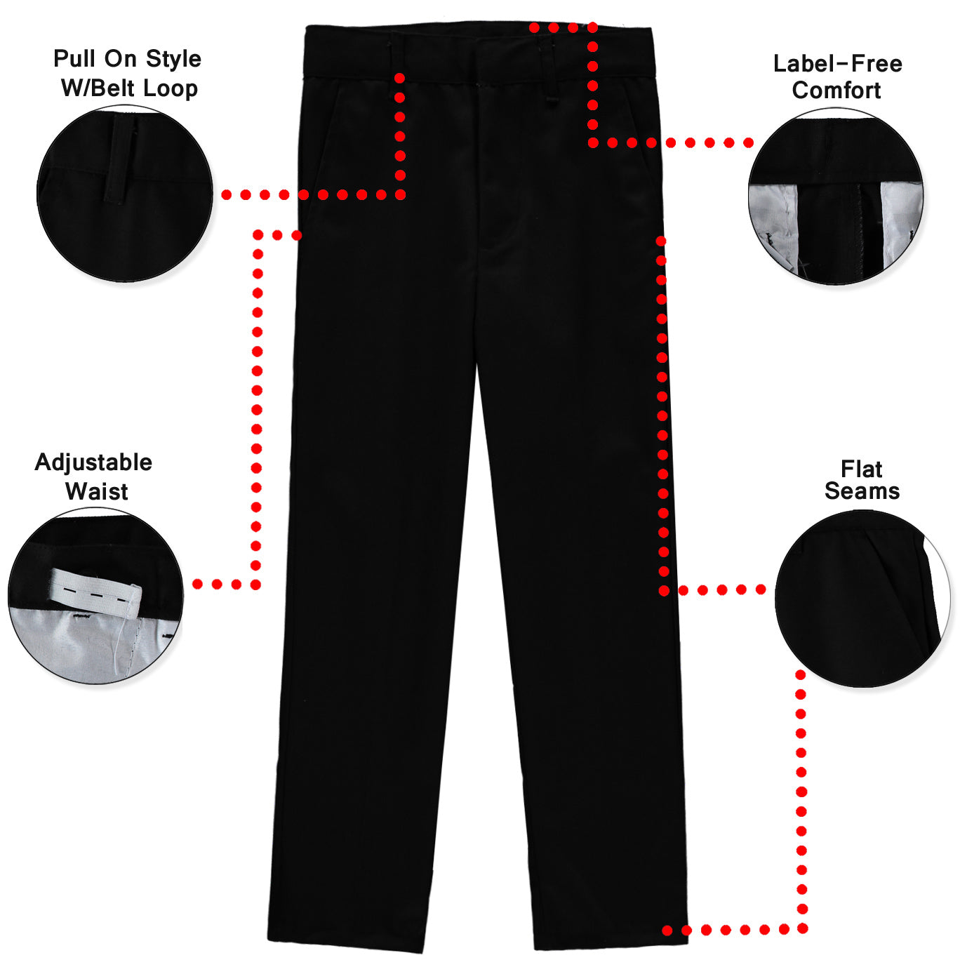 Galaxy Boys 8-20 Flat Front School Uniform Pants