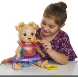 Hasbro Baby Alive Happy Hungry Baby Blonde Curly Hair Doll, Makes 50+ Sounds & Phrases