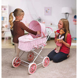 Badger Basket Pink Rosebud 3-in-1 Doll Pram, Carrier, and Stroller