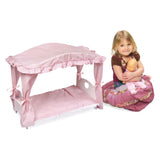 Badger Basket Canopy Doll Bed with Bedding – White/Pink