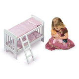 Badger Basket Doll Bunk Bed with Bedding, Ladder, and Free Personalization Kit – White/Pink/Gingham