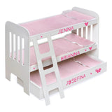 Badger Basket Trundle Doll Bunk Bed with Ladder and Free Personalization Kit – White/Pink