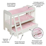 Badger Basket Trundle Doll Bunk Bed with Ladder and Free Personalization Kit – White/Pink