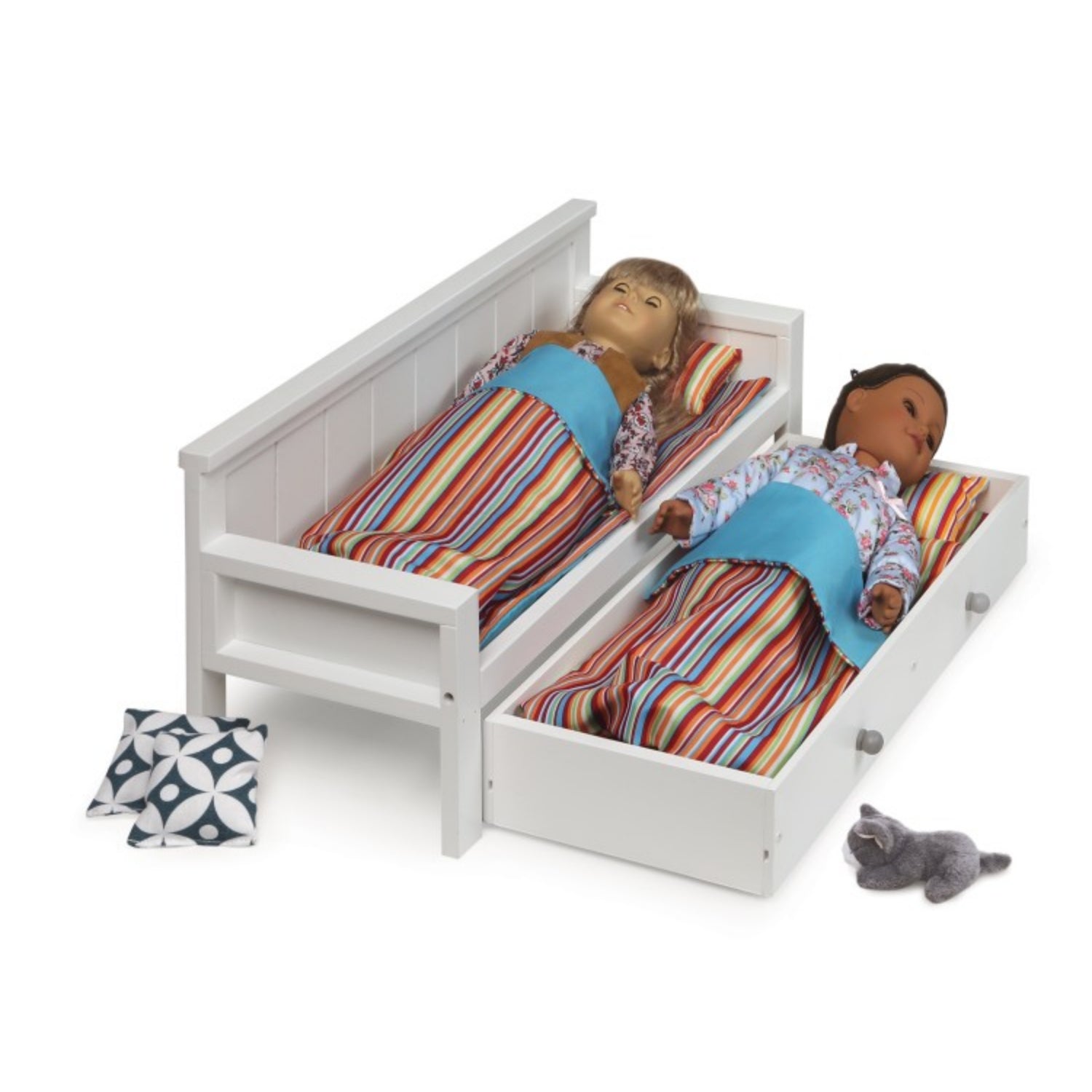 Badger Basket Sofa/Daybed with Trundle for 18 inch Dolls – White/Multi