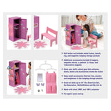 Badger Basket School Style Single Doll Locker Set with Bench, Rug and Accessories – Purple/Pink