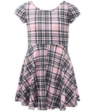 Cyndeelee Girls 4-16 Short Sleeve Ribbed-Knit Skater Dress