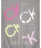 Calvin Klein Girls 7-16 Short Sleeve Window Logo Knot Front T-Shirt