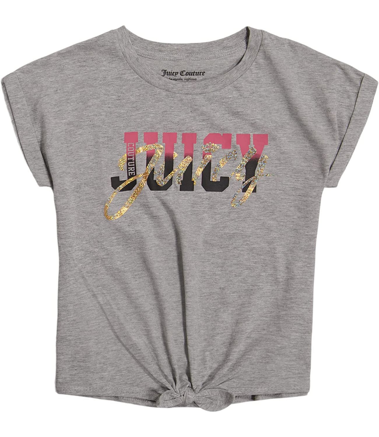 Juicy Couture Girls 7-16 Short Sleeve Script Glitter T-Shirt