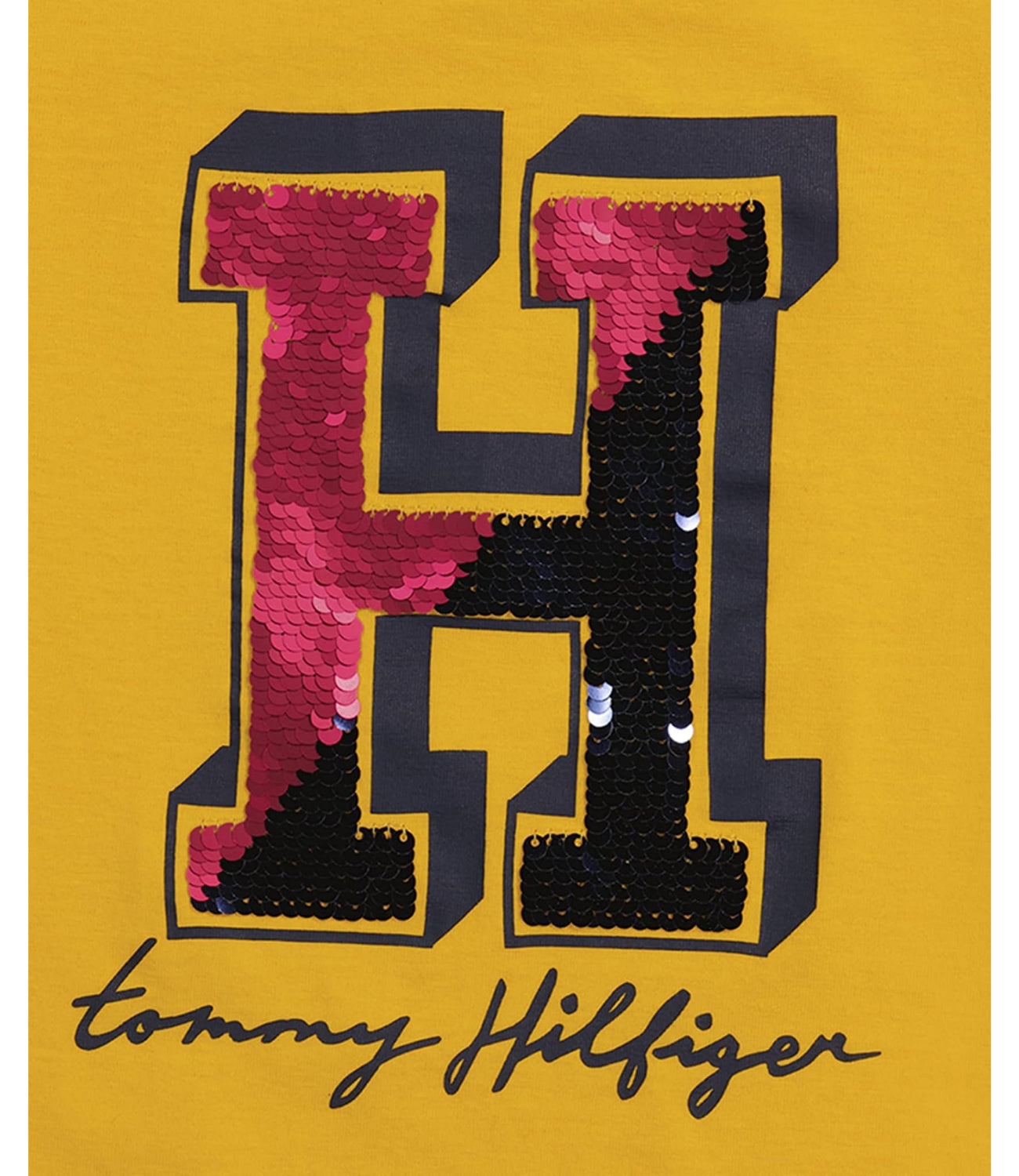 Tommy Hilfiger Girls 7-16 Short Sleeve Split H Sequin T-Shirt