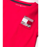 Tommy Hilfiger Girls 7-16 Long Sleeve Sequin Flag Pocket T-Shirt