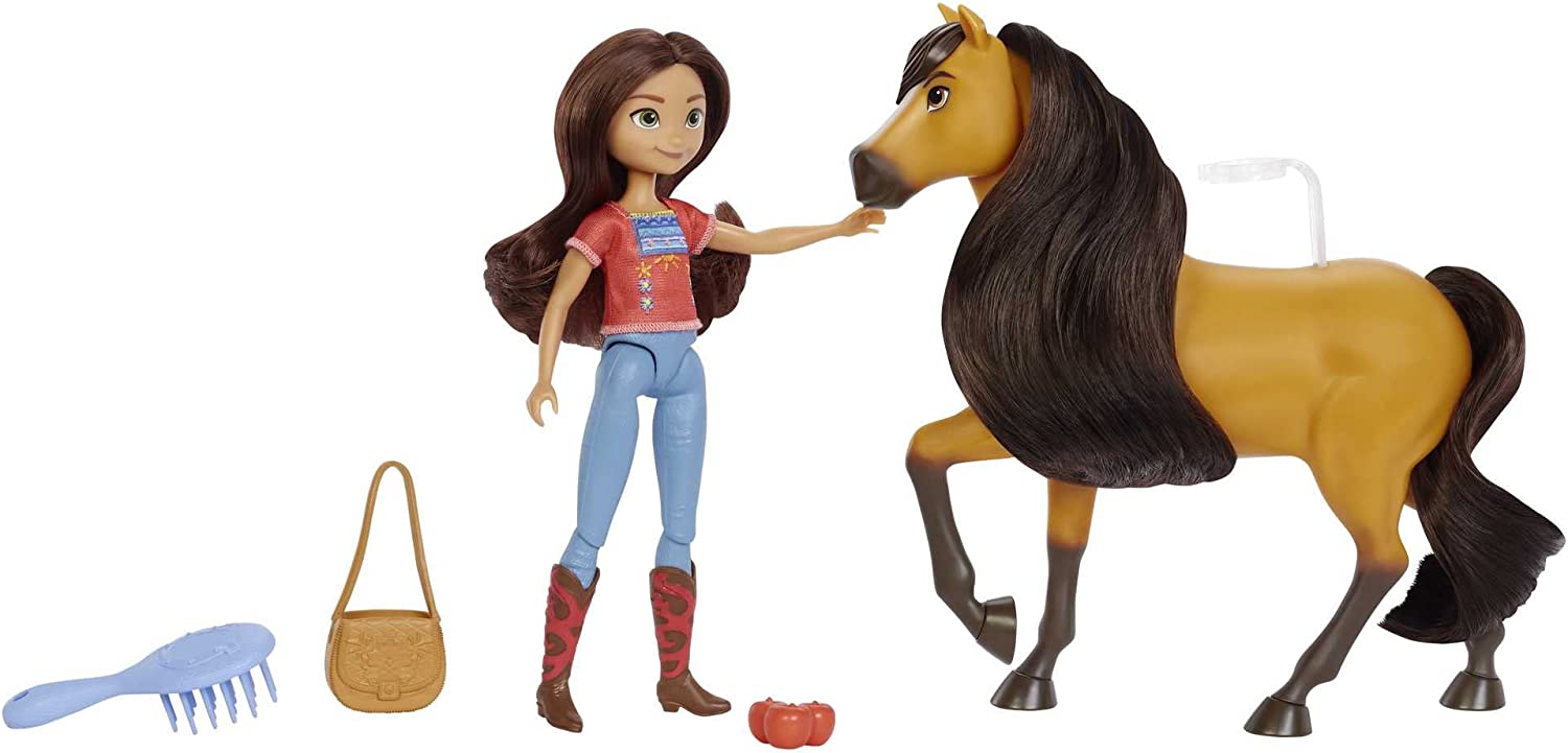 Mattel Spirit Lucky Doll (7 in) with 7 Movable Joints, Fashion Top, Treats, Brush & Spirit Horse (8
