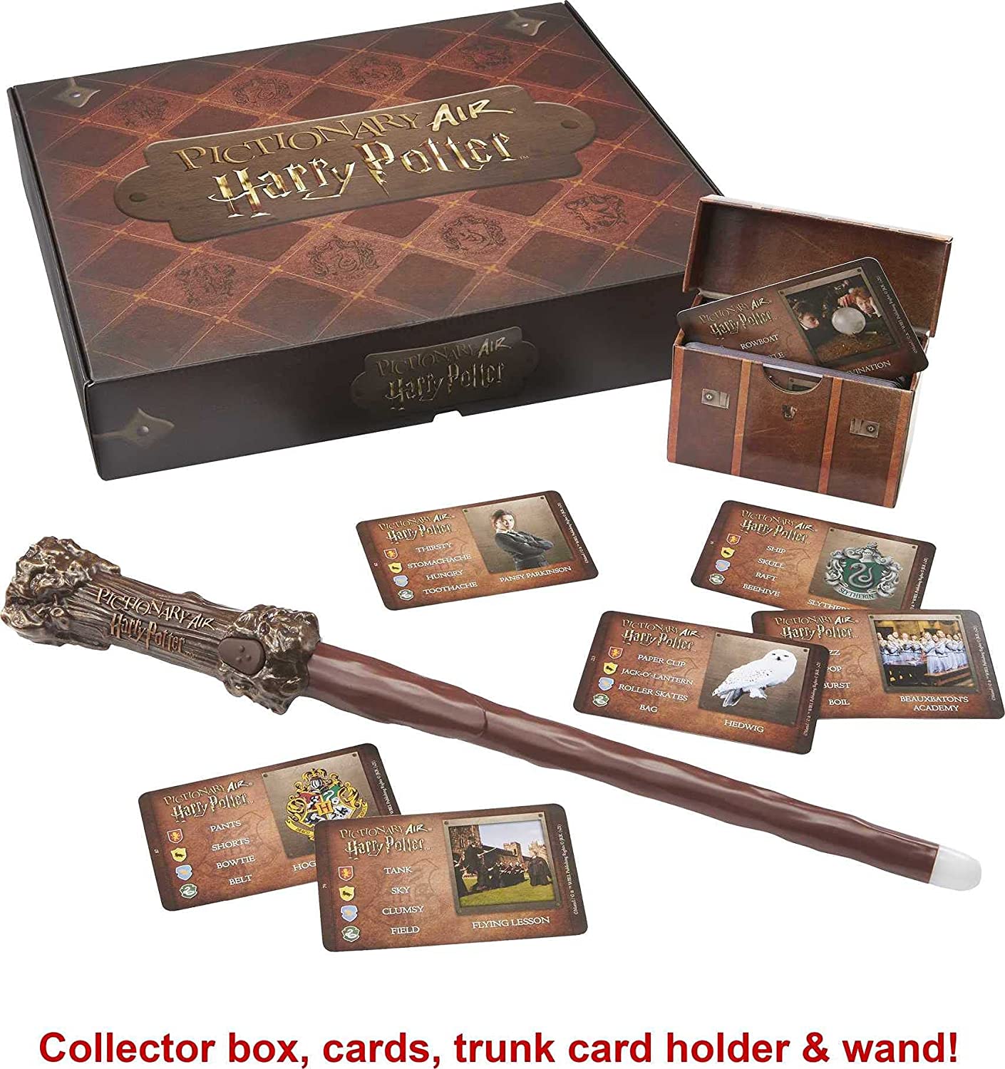 Mattel Pictionary Air Harry Potter Family Drawing Game, Wand Pen, 112 Double-Sided Clue Cards