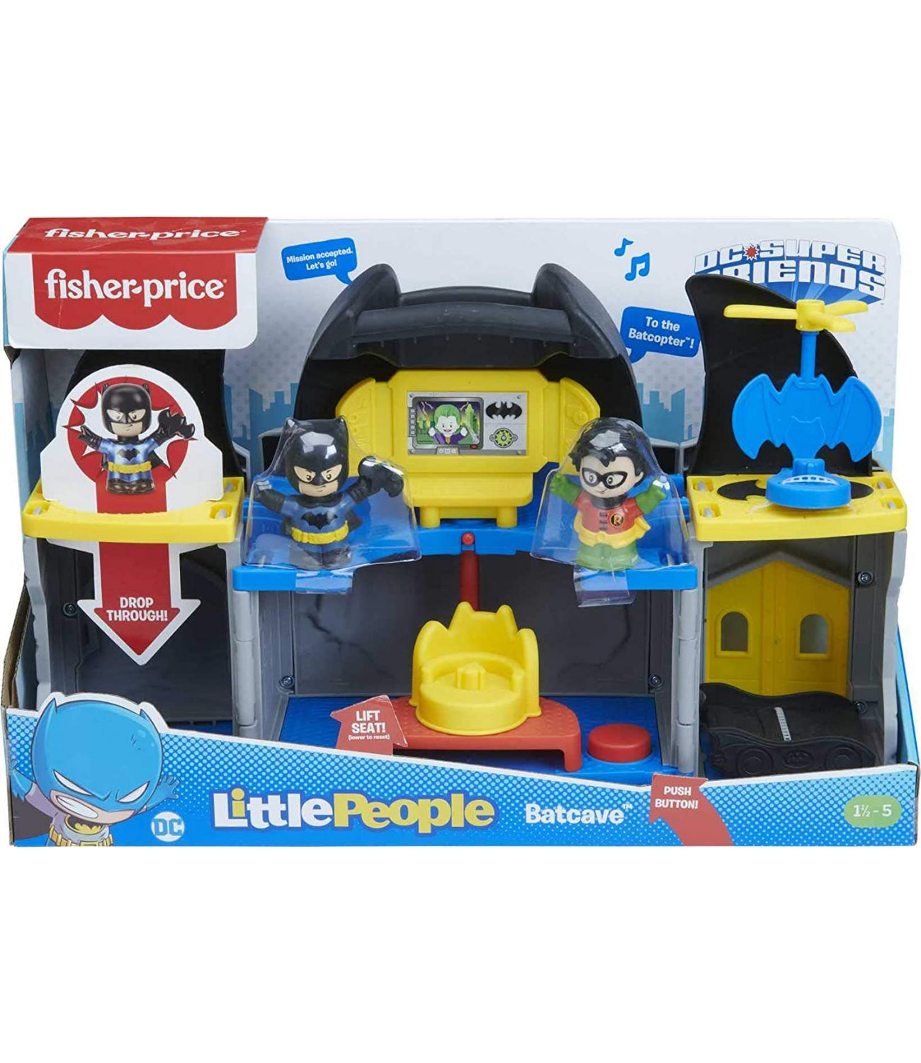 Fisher-Price Little People DC Super Friends Batcave, Batman playset with figures