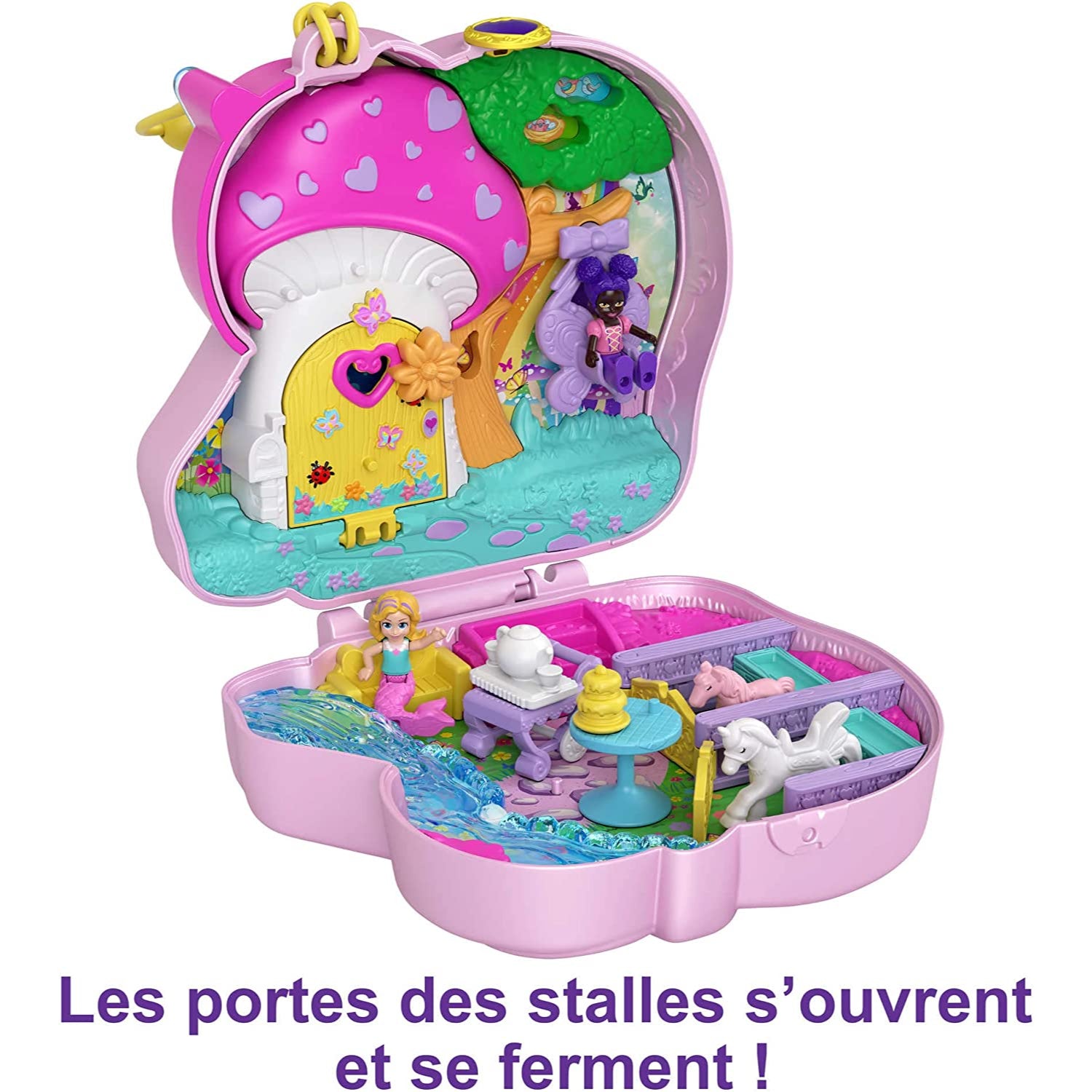 Polly Pocket Unicorn Party Large Compact Playset com Micro Polly
