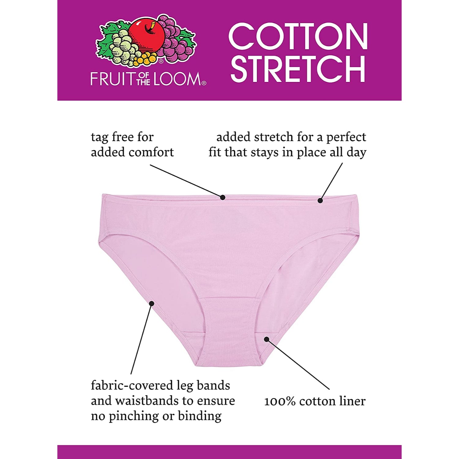 Fruit of the Loom Women's Brief Underwear, 6 Pack 