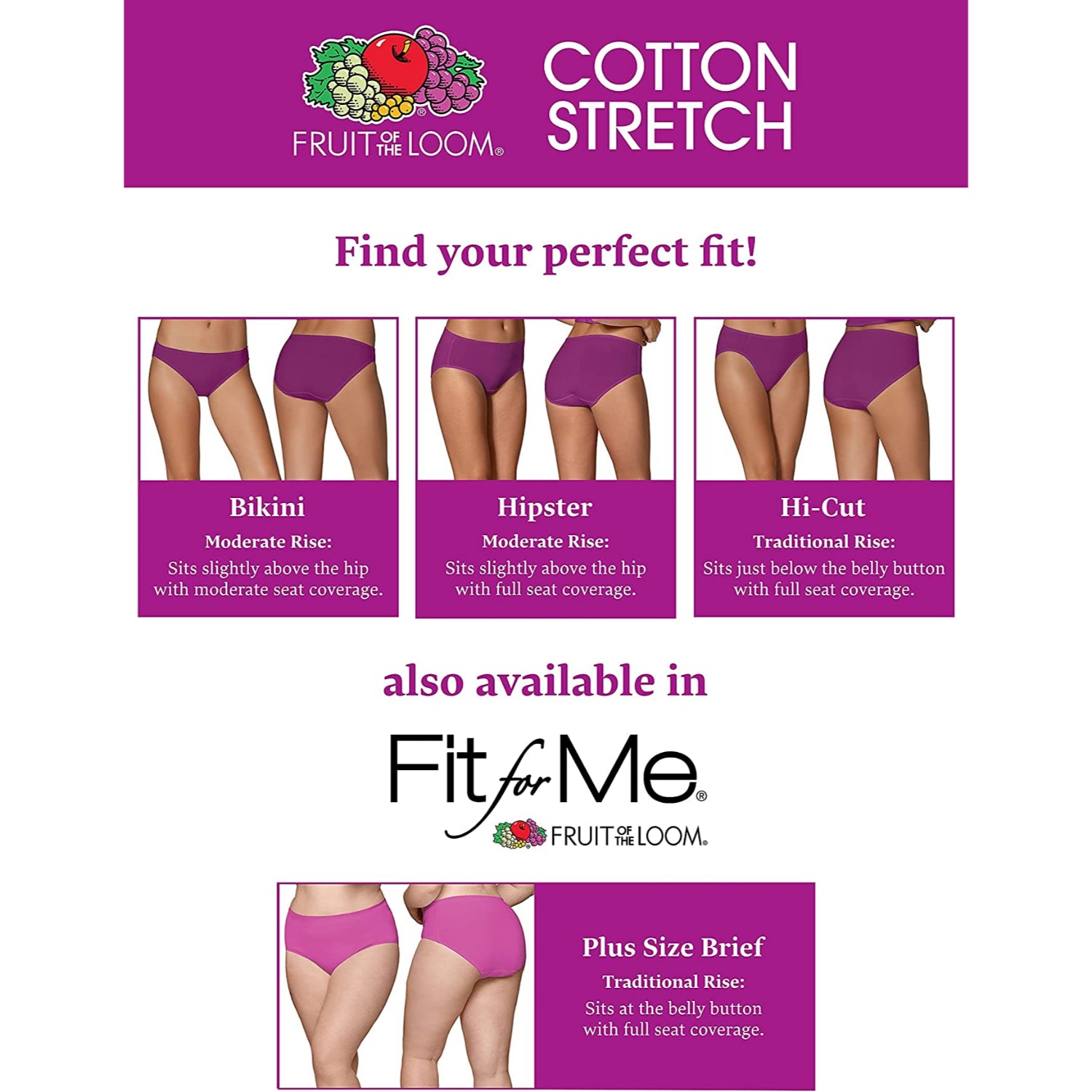 Fruit of the Loom Women Fit For Me Cotton Stretch Briefs, 6-Pack – S&D Kids