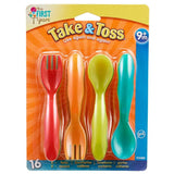 First Years Take & Toss Flatware for Kids, 16 pieces, multicolor