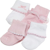 Luvable Friends Girls 0-36 Months Ribbed Cuff 4 Pack Socks