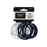French Toast Girls 12-Pack Navy and White Ponytail Holders