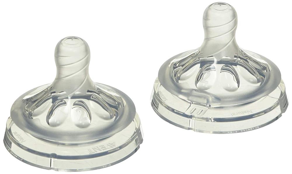 Avent Natural Baby Bottle Nipple, Slow Flow 1M+, 2 Pack