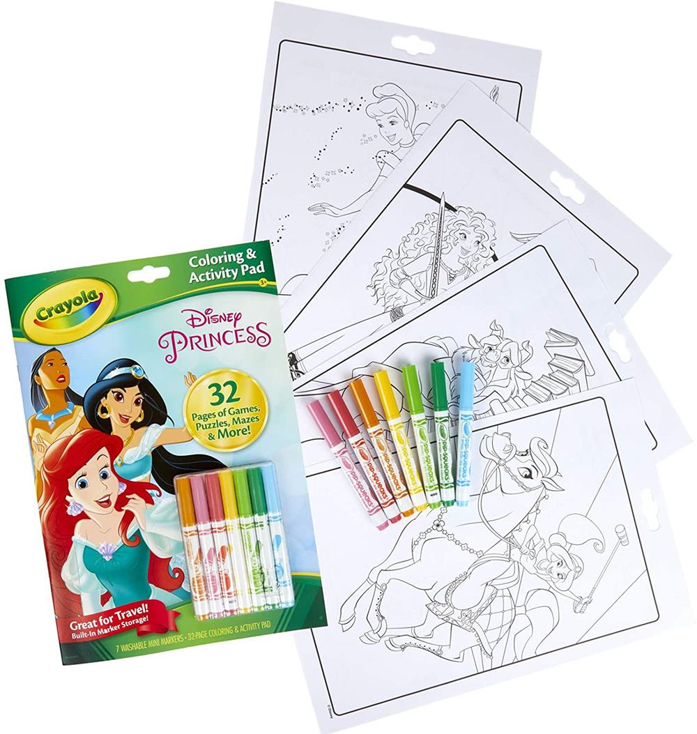 Crayola Disney Princess Color & Activity Book, 32 Coloring Pages & 7 Mini Markers