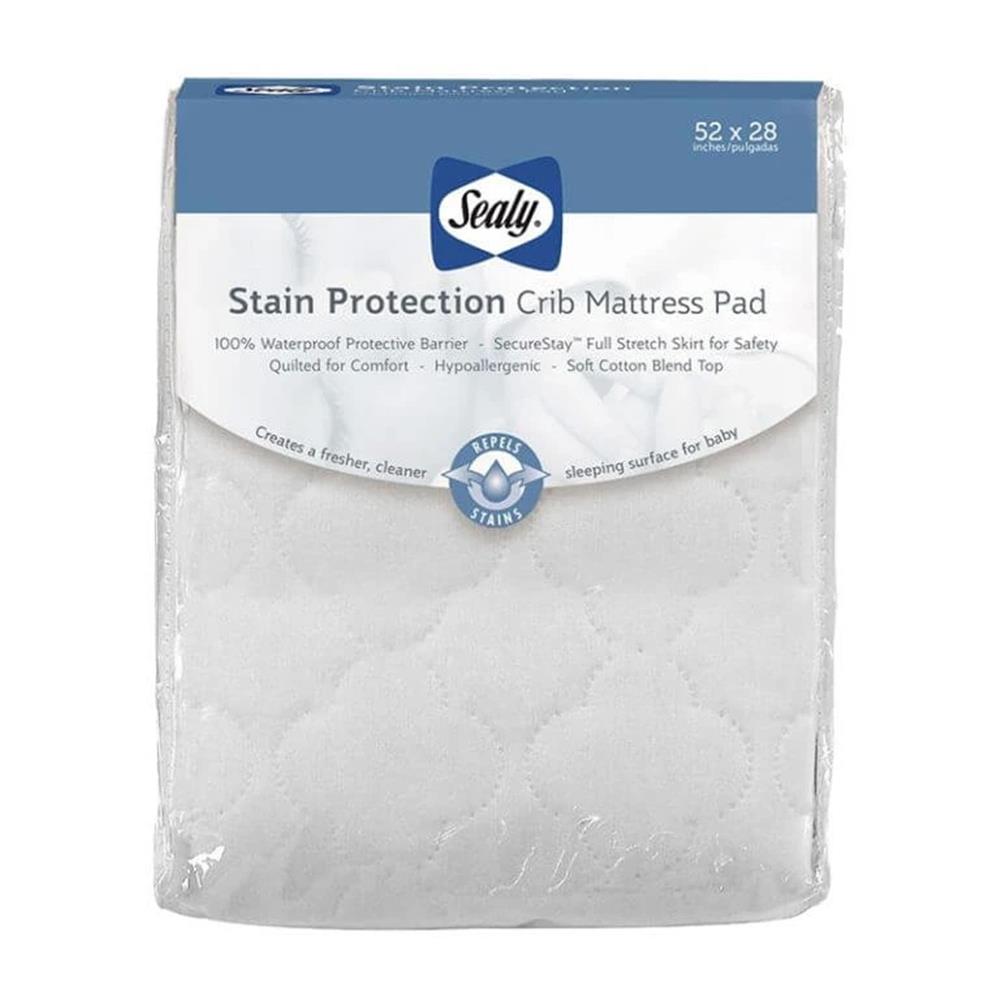 Sealy Stain Protection Waterproof Fitted Toddler & Baby Crib Mattress Pad Cover/Protector