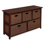 Badger Basket Five Basket Storage Unit with Baskets – Fabric Baskets/Cherry