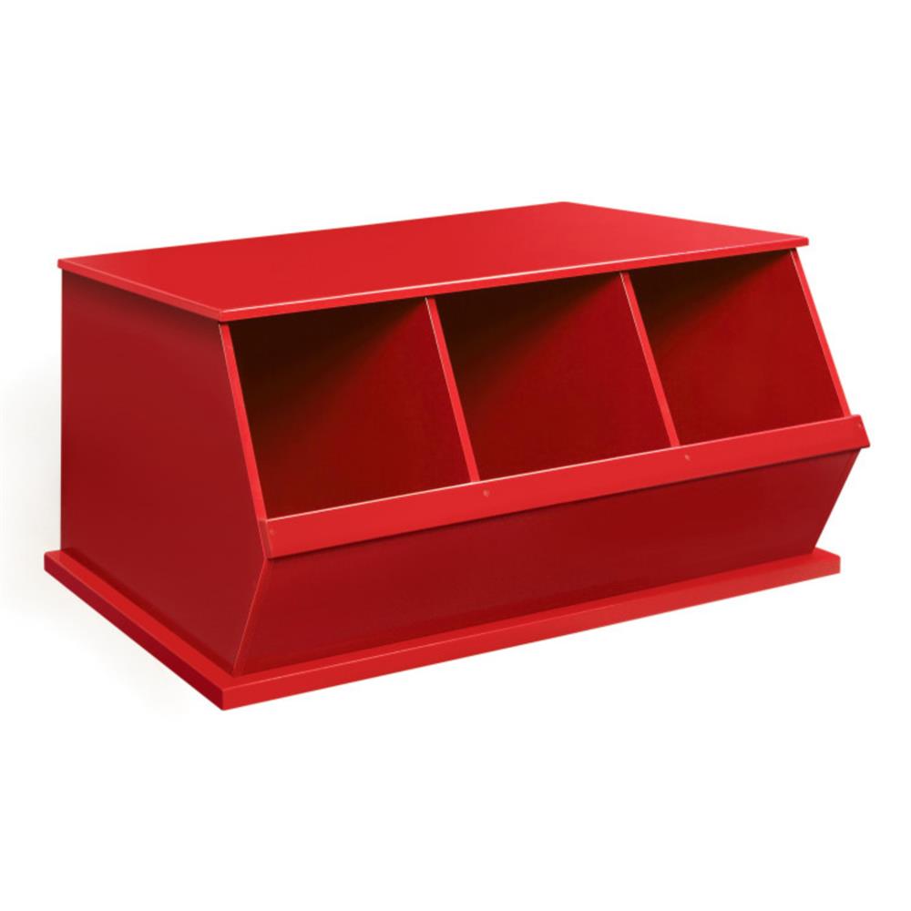 Badger Basket Three Bin Stackable Storage Cubby – Red