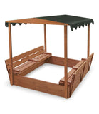 Badger Basket Covered Convertible Cedar Sandbox with Canopy and Two Bench Seats