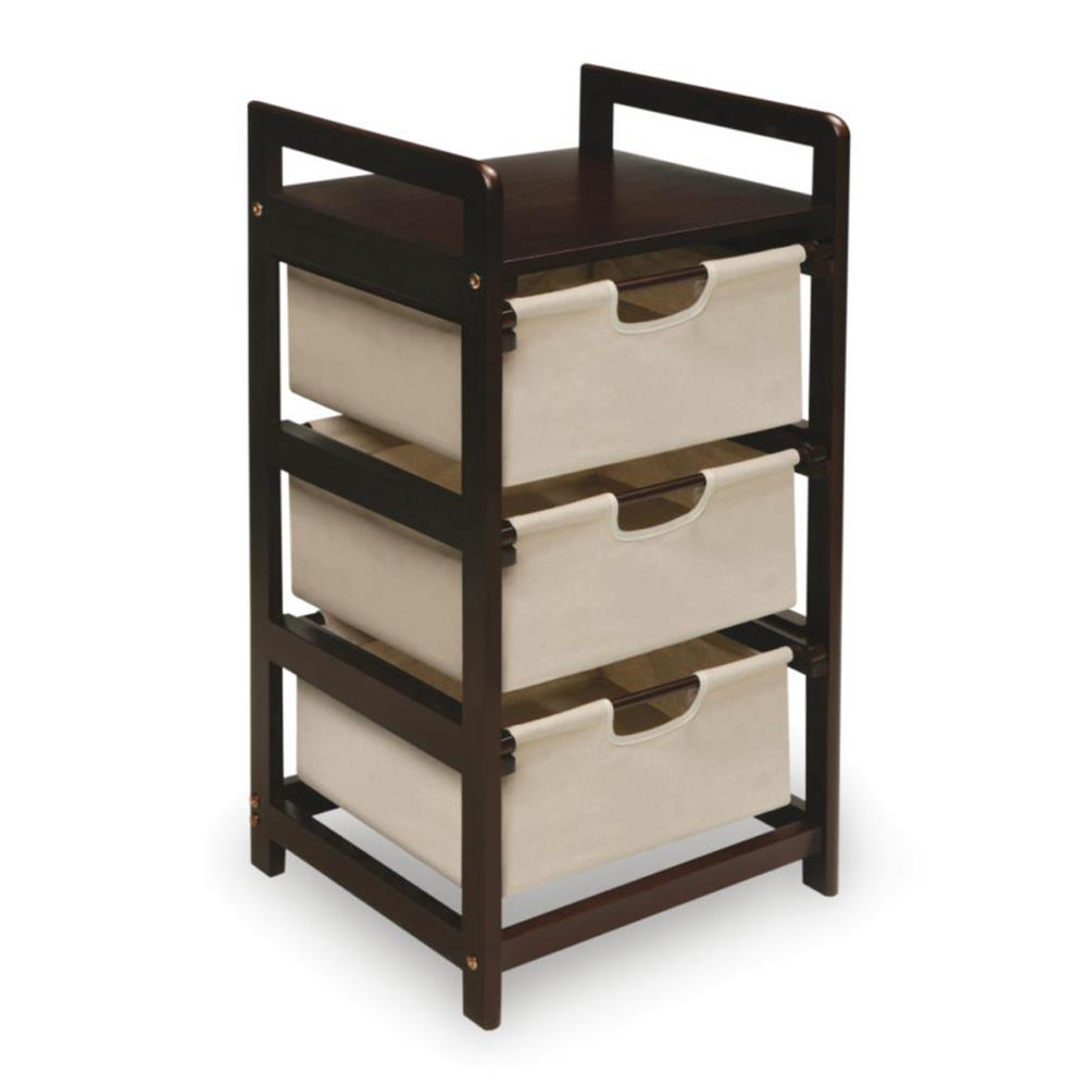 Badger Basket Three Bin Hamper/Storage Unit – Espresso/Ecru