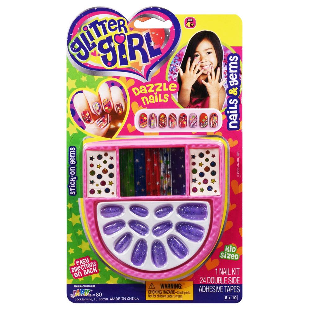 Ja-Ru Glitter Girl Dazzle Nail Kit with Stick on Gems