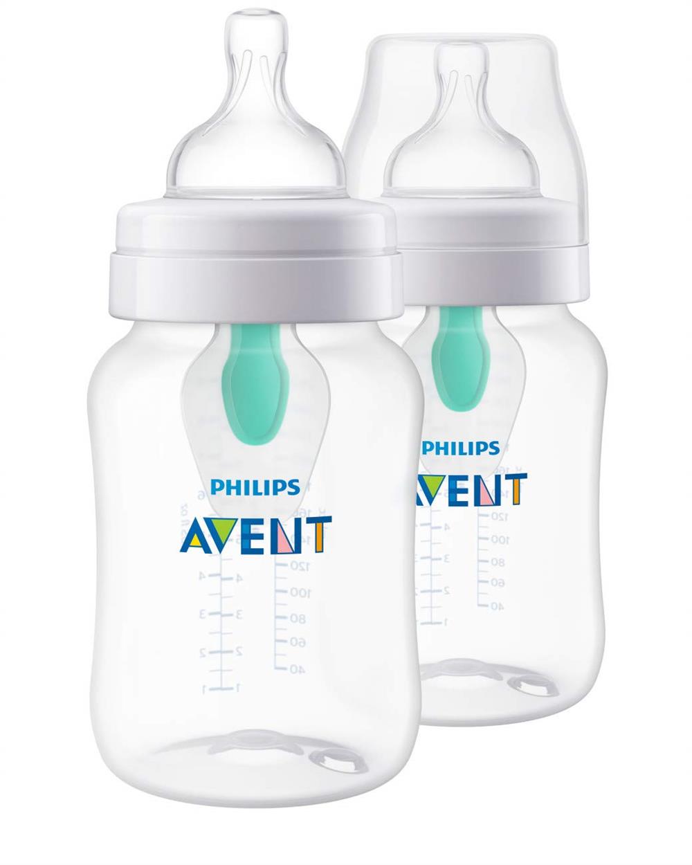 Philips Avent Anti-Colic Baby Bottle with AirFree Vent, 9oz - 2 Pack