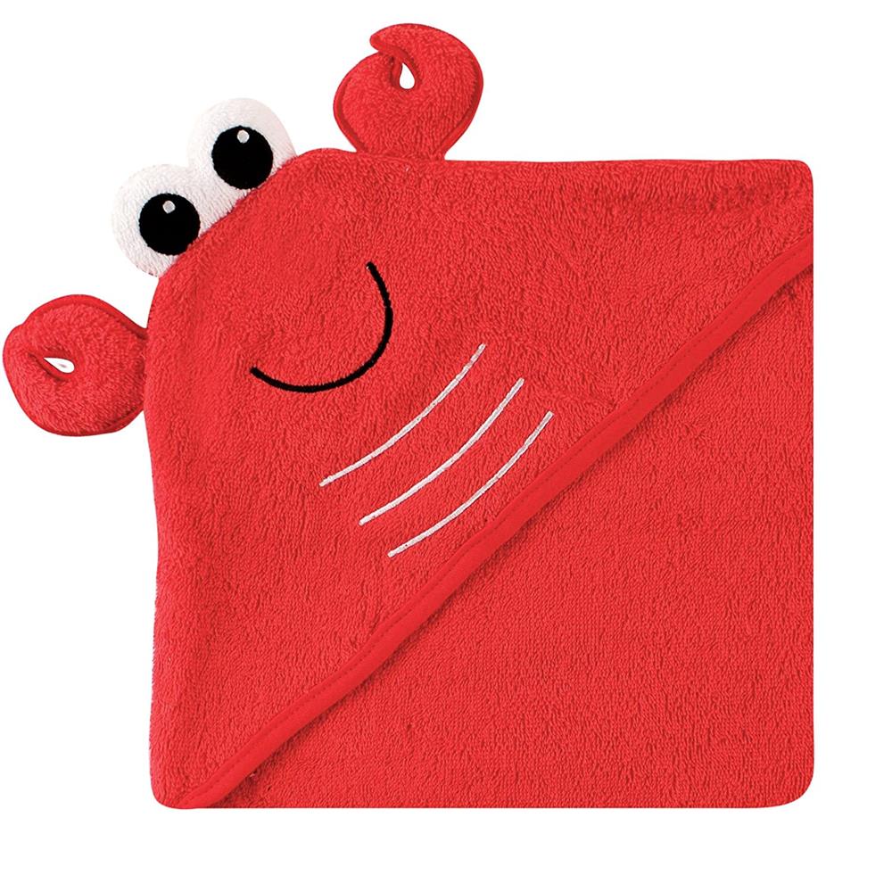 Luvable Friends Animal Face Hooded Towel, Lobster