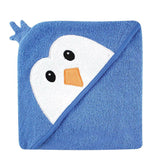 Luvable Friends Animal Face Hooded Towel, Blue Penguin