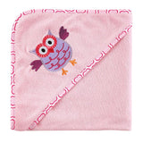 Luvable Friends Unisex Baby Hooded Towel and Washcloth, Pink Owl