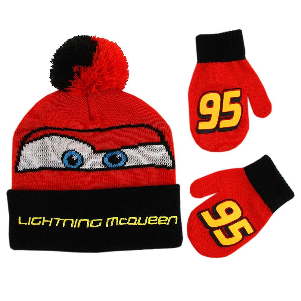 Disney Pixar Cars Lightning McQueen Toddler Boy's Hat & Mittens
