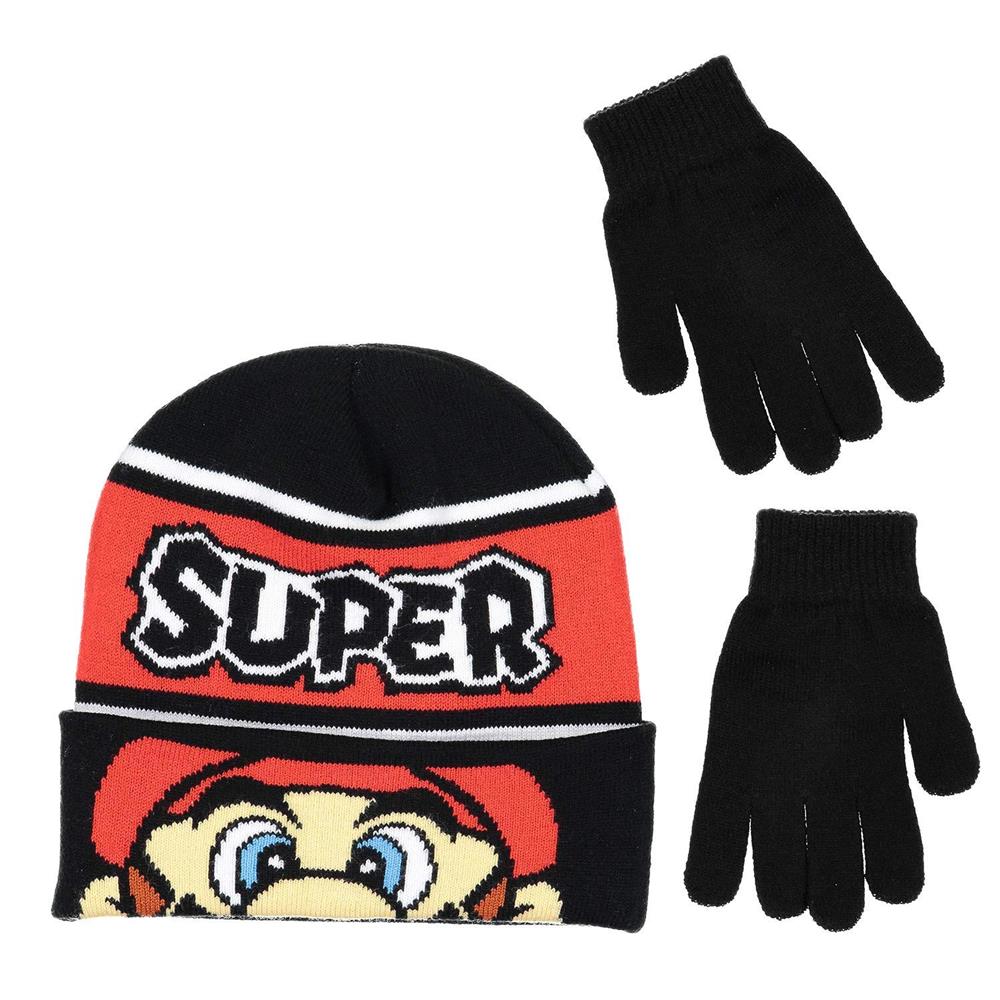 Nintendo Boys 4-7 Mario Hat Gloves Set